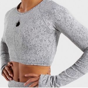 gymshark grey marled keyhole long sleeve small